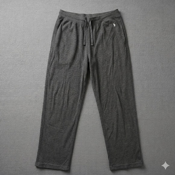 Polo Ralph Lauren Mens XL Grey Waffle Knit Sleepwear Lounge Pants Drawstring - Picture 3 of 16